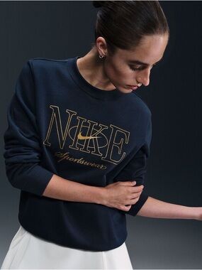 Nike Navy Blue Sweatshirt with Yellow Logo